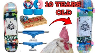 10 Year Old Skateboard Gets a New Setup ft Angry Rooster [upl. by Zul]