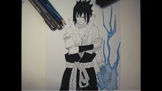 Drawing Sasuke Uchiha With chidori [upl. by Silenay620]