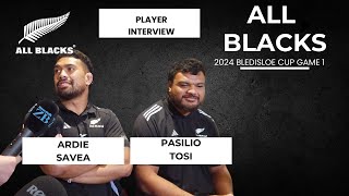 ALL BLACKS Player interviews with Ardie Savea and Pasilio Tosi ahead of Bledisloe 1 [upl. by Gaston662]