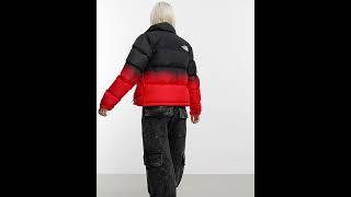 THE NORTH FACE Shiny Nuptse Retro 96 Down Puffer Jacket Red TNF Black Dip Dye Women  Asos [upl. by Baniez]