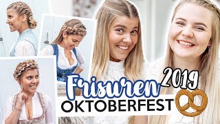 OKTOBERFEST CHALLENGE 🥨😱3 Dirndl 3 Oktoberfest Frisuren für Mittel amp Lange Haare mit DominoKati [upl. by Bill]