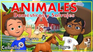 Los animales DOMESTICOS y SALVAJES Juego Interactivo para niños [upl. by Parrie]