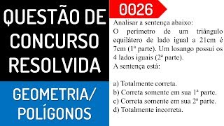 Questão de concurso resolvida  Geometria PlanaPolígonos  EP262019  Prof Guto Azevedo [upl. by Rodgers]