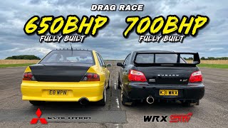 EVO vs STI 700HP SUBARU WRX STI vs 650HP MITSUBISHI EVO 8 [upl. by Pia]