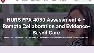 NURS FPX 4030 Assessment 4 –Remote Collaboration and EvidenceBased Care [upl. by Suivatna]