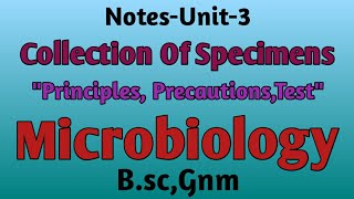 NotesCollection Of Specimens Microbiology UnitInfectionBscGnm [upl. by Adin]