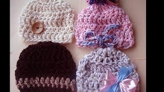 crochet pattern CHUNKY BABY BEANIE HATS baby hat crochet pattern [upl. by Enaillil]