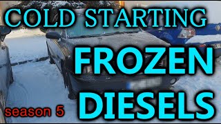 S5E12 WINTER DIESEL COLD START Compilation Холодный запуск дизель в мороз Odpalanie diesla zimą [upl. by Bonne]