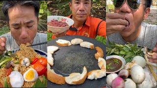 ASMR VANLONG VLOGS EATING SHOW yummy food mukbang ngontinhhay yellownoodlesoup babyeggs [upl. by Naujik]