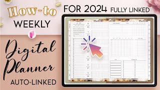 How to create a Weekly Digital Planner for 2024  Fully Linked  Automatic Hyperlinks [upl. by Reed]