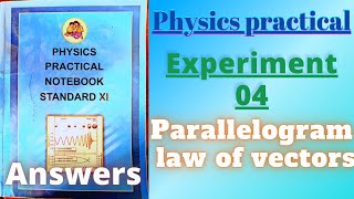 Parallelogram law of vectors Physics practical class 11 experiment 4 answers [upl. by Lurlene]