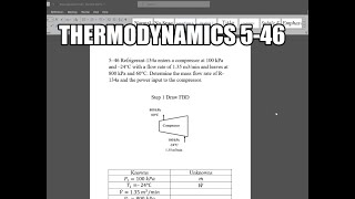 Thermodynamics 546 Refrigerant134a enters a compressor at 100 kPa and –24°C with a flow rate of [upl. by Krenek]