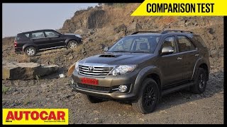 Toyota Fortuner 4X4 AT VS Ssangyong Rexton RX7  Comparison Test  Autocar India [upl. by Enoitna716]