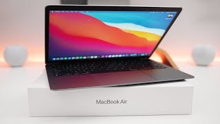 2020 MacBook Air M1  Unboxing Setup and First Look [upl. by Aihsenek237]