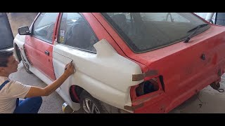 Make your own Ford Escort Cosworth replica Project Part 5  Mounting of rear quarter panels [upl. by Enirac546]