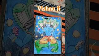 Pencil colour drawing of Vishnu ji by artist Sankalp Tripathi sanatandharam shorts viralvideoart [upl. by Bartko]