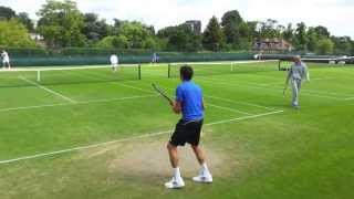 Milos Raonic  Richard Gasquet Practice  High Intensity Hitting HD  Rear View  Wimbledon [upl. by Aciret]