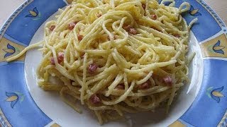 Kochen Spaghetti Carbonara mit Speck schnelle Rezepte rezept Spaghetti Carbonara Kochrezepte [upl. by Idihc]