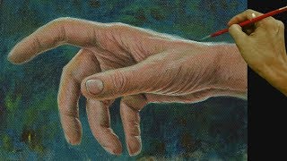 How to Paint Realistic Hand in Acrylic [upl. by Aihtibat]