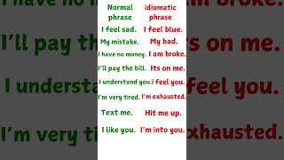 Normal Phrase Vs Idiomatic Phrase english englishgrammar idioms phrases shorts englishacademy [upl. by Hailee]