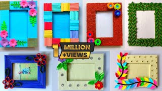 7 Easy and quick Photo frame Making ideas  Beautiful handmade Photo frames for Wall [upl. by Kacie736]