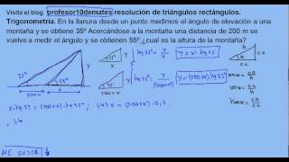 Resolución de triángulos rectángulos  trigonometría 17 Problemas topográficos [upl. by Arnoldo]