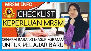 Checklist Keperluan MRSM  List Barang Asrama Senarai Barang Nak Masuk Asrama Keperluan Asrama MRSM [upl. by Dorsey]