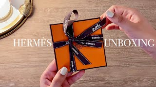 HERMÈS Unboxing  Mini Rivale Bracelet in Gold Leather  Luxury Jewelry for Fall [upl. by Edlihtam]