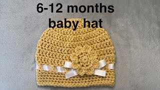 Easy Crochet Baby Hat 612 Months  Easy Tutorial Free Pattern [upl. by Elsie]