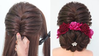 most beautiful bridal juda hairstyle at home  messy low bun hairstyle [upl. by Attennaej325]