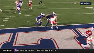 Mahomes second TD pass of day ties ChiefsBills game at 13 apiece [upl. by Zackariah]