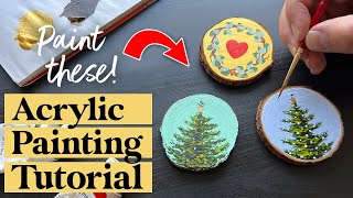 🎄 Art Project Painting Wooden Christmas Tree Ornaments 🎨 Perfect craft project for the holidays [upl. by Beaver346]