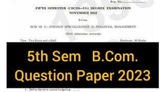 11 FINANCE SPECIALIZATION  11 FINANCIAL MANAGEMENT  5th Sem BCom 2023 calicut [upl. by Eintroc]