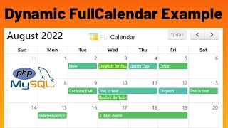 How to add and display events dynamically in fullcalendar js with PHP and MySQL  fullcalendario [upl. by Bloch]