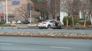 Gas Line Broken By Vehicle Near Arden Fair Mall In Sacramento [upl. by Anialahs]