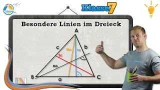 Dreieck Besondere Linien  Geometrie  Klasse 7 ★ Wissen [upl. by Kellda28]