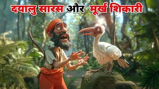 दयालु सारस और मूर्ख शिकारी SARAS AUR MURKH SHIKARI KI KAHANI HINDIKAHANIYA HINDI STORIES CARTOON [upl. by Quill705]