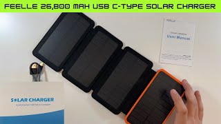 FEELLE 26800 mAh USB CType Solar Charger Power Bank Review [upl. by Nogras408]