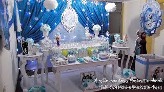 Decoración Frozen vintage Presentación de mesa Temática de dulces bocaditos cumpleaños [upl. by Netloc]