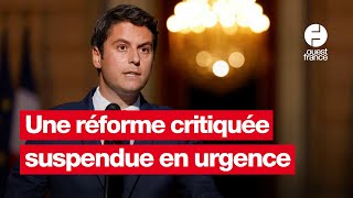 Législatives 2024  Gabriel Attal suspend la réforme de lassurance chômage [upl. by Neelloj]