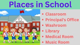 Places in school  Places in school for kindergarten  English Vocabulary for Kids [upl. by Siuqcram251]