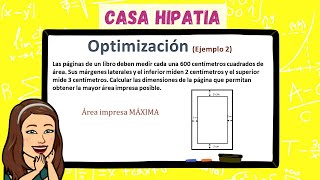 💚 OPTIMIZACIÓN 💚 Problema de optimización Área impresa MÁXIMA 💚 Ejemplo 2 [upl. by Ahsenar]