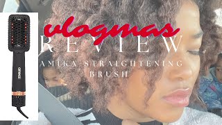 vlogmas 2022  amikanyc 2in1 Straightening Blow Dryer Brush Review  Sandy Esprit [upl. by Alinoel]