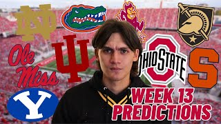 WEEK 13 COLLEGE FOOTBALL PREDICTIONS [upl. by Nabla850]