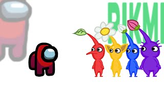 Mini Crewmate Kills PIKMIN Characters  Among Us [upl. by Josias]