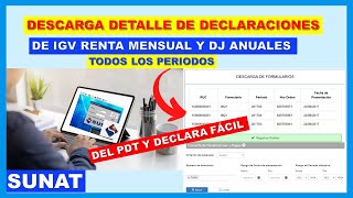 💻COMO DESCARGAR EL DETALLE de DECLARACIONES del PDT y Declara Fácil SUNAT [upl. by Dita]