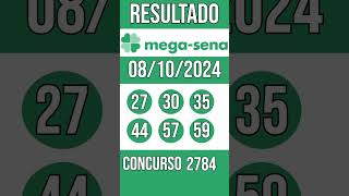 MEGA SENA hoje  08102024  Resultado concurso 2784 [upl. by Nosiddam582]