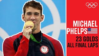 Every Michael Phelps 🇺🇸gold medal final lap [upl. by Ayekal792]