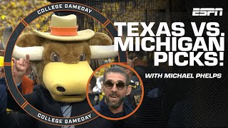 College GameDay’s pick for Texas vs Michigan with Michael Phelps 🏈 [upl. by Rand249]