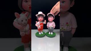 DIY Super Cute Boy amp Girl Bobbleheads  Handmade Clay Art [upl. by Salomie121]